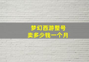 梦幻西游整号卖多少钱一个月