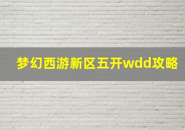 梦幻西游新区五开wdd攻略