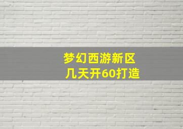 梦幻西游新区几天开60打造