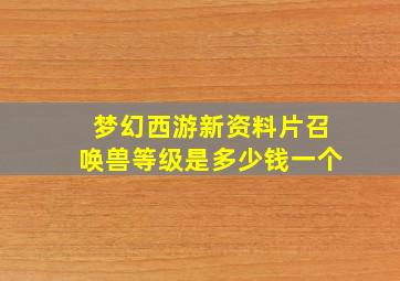 梦幻西游新资料片召唤兽等级是多少钱一个