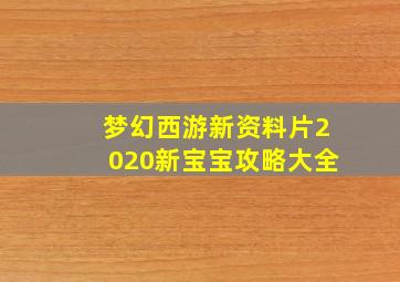 梦幻西游新资料片2020新宝宝攻略大全