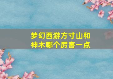 梦幻西游方寸山和神木哪个厉害一点