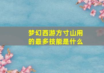 梦幻西游方寸山用的最多技能是什么