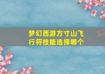 梦幻西游方寸山飞行符技能选择哪个