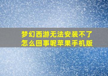 梦幻西游无法安装不了怎么回事呢苹果手机版