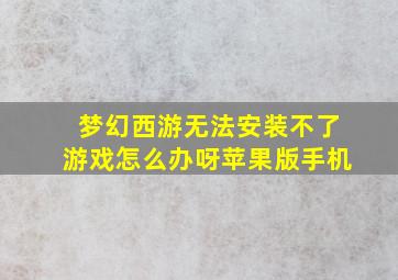 梦幻西游无法安装不了游戏怎么办呀苹果版手机