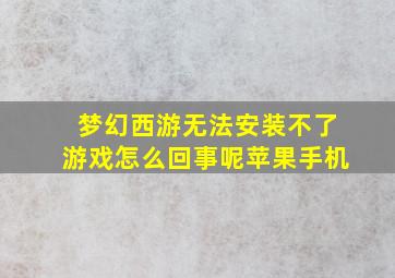 梦幻西游无法安装不了游戏怎么回事呢苹果手机