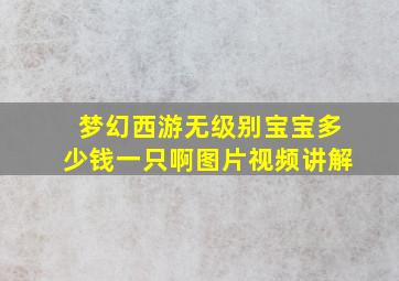 梦幻西游无级别宝宝多少钱一只啊图片视频讲解