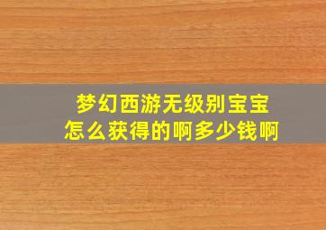 梦幻西游无级别宝宝怎么获得的啊多少钱啊