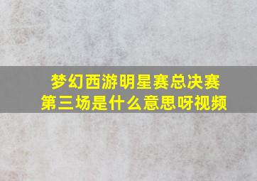 梦幻西游明星赛总决赛第三场是什么意思呀视频