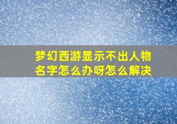 梦幻西游显示不出人物名字怎么办呀怎么解决