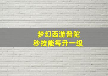 梦幻西游普陀秒技能每升一级