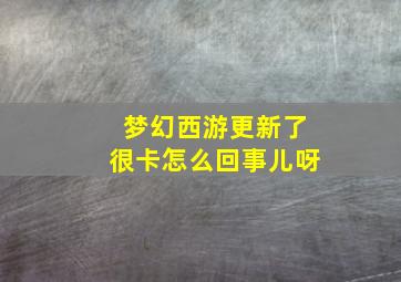 梦幻西游更新了很卡怎么回事儿呀