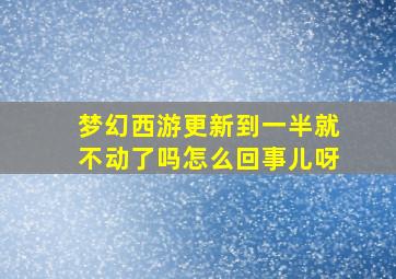 梦幻西游更新到一半就不动了吗怎么回事儿呀