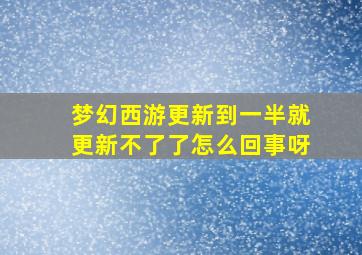 梦幻西游更新到一半就更新不了了怎么回事呀