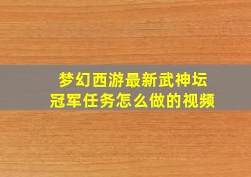 梦幻西游最新武神坛冠军任务怎么做的视频