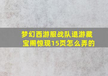 梦幻西游服战队退游藏宝阁惊现15页怎么弄的