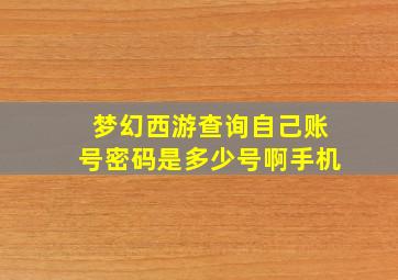 梦幻西游查询自己账号密码是多少号啊手机