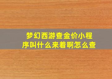 梦幻西游查金价小程序叫什么来着啊怎么查