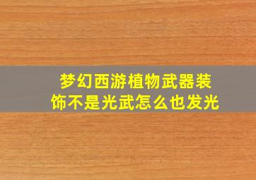 梦幻西游植物武器装饰不是光武怎么也发光