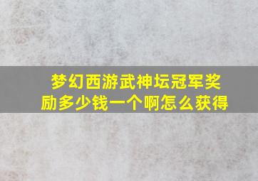 梦幻西游武神坛冠军奖励多少钱一个啊怎么获得