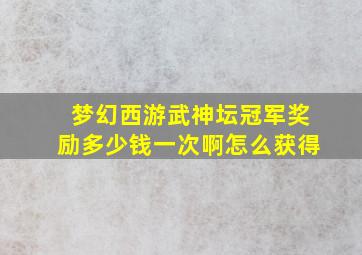 梦幻西游武神坛冠军奖励多少钱一次啊怎么获得