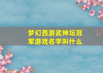 梦幻西游武神坛冠军游戏名字叫什么