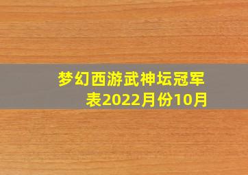 梦幻西游武神坛冠军表2022月份10月
