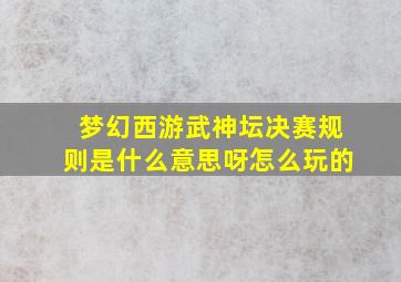 梦幻西游武神坛决赛规则是什么意思呀怎么玩的