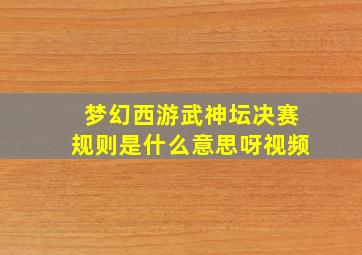 梦幻西游武神坛决赛规则是什么意思呀视频