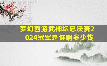 梦幻西游武神坛总决赛2024冠军是谁啊多少钱