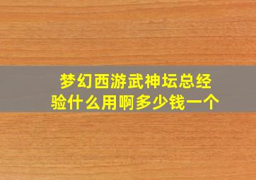 梦幻西游武神坛总经验什么用啊多少钱一个