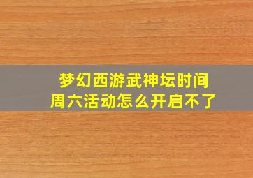 梦幻西游武神坛时间周六活动怎么开启不了