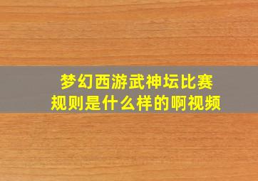 梦幻西游武神坛比赛规则是什么样的啊视频