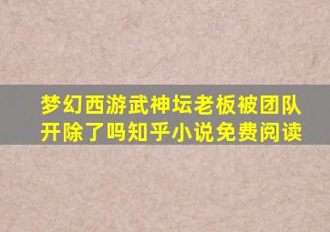 梦幻西游武神坛老板被团队开除了吗知乎小说免费阅读