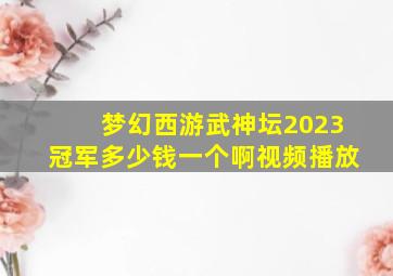 梦幻西游武神坛2023冠军多少钱一个啊视频播放