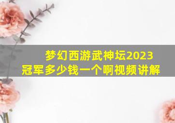 梦幻西游武神坛2023冠军多少钱一个啊视频讲解