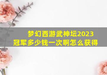 梦幻西游武神坛2023冠军多少钱一次啊怎么获得