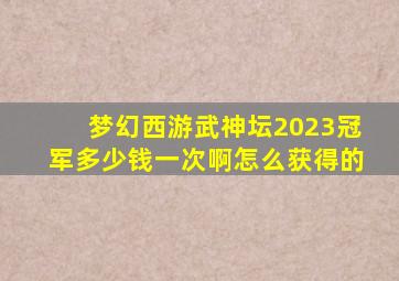 梦幻西游武神坛2023冠军多少钱一次啊怎么获得的