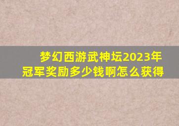 梦幻西游武神坛2023年冠军奖励多少钱啊怎么获得