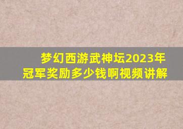 梦幻西游武神坛2023年冠军奖励多少钱啊视频讲解