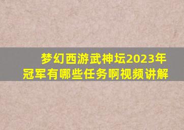 梦幻西游武神坛2023年冠军有哪些任务啊视频讲解