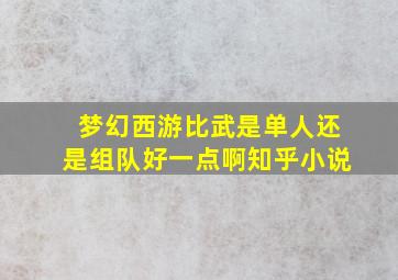 梦幻西游比武是单人还是组队好一点啊知乎小说