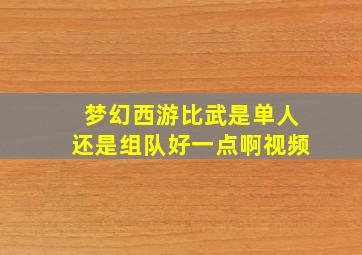 梦幻西游比武是单人还是组队好一点啊视频