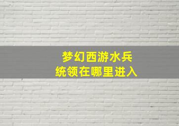 梦幻西游水兵统领在哪里进入