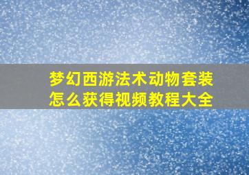 梦幻西游法术动物套装怎么获得视频教程大全