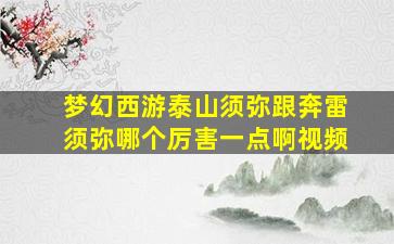 梦幻西游泰山须弥跟奔雷须弥哪个厉害一点啊视频