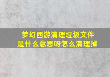 梦幻西游清理垃圾文件是什么意思呀怎么清理掉