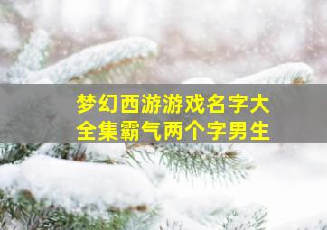 梦幻西游游戏名字大全集霸气两个字男生