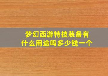 梦幻西游特技装备有什么用途吗多少钱一个